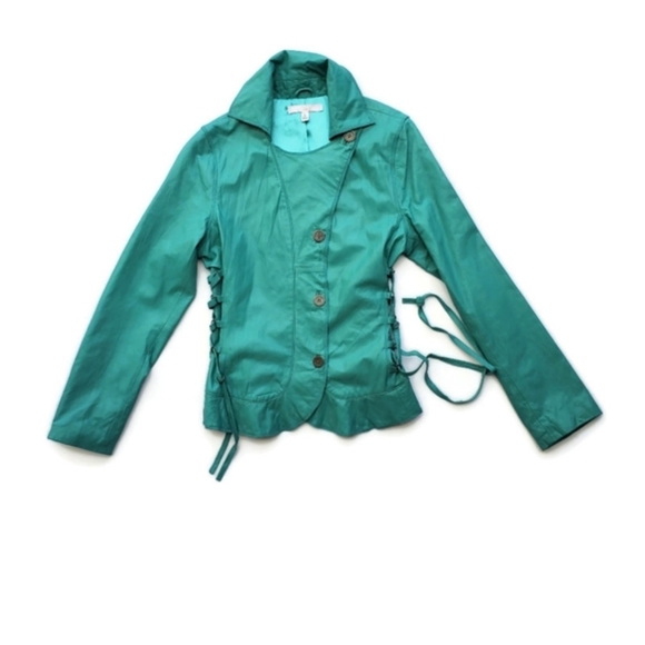 100% Lambskin Leather/Suede Aqua Teal Jacket NEW With Tags - Picture 2 of 12